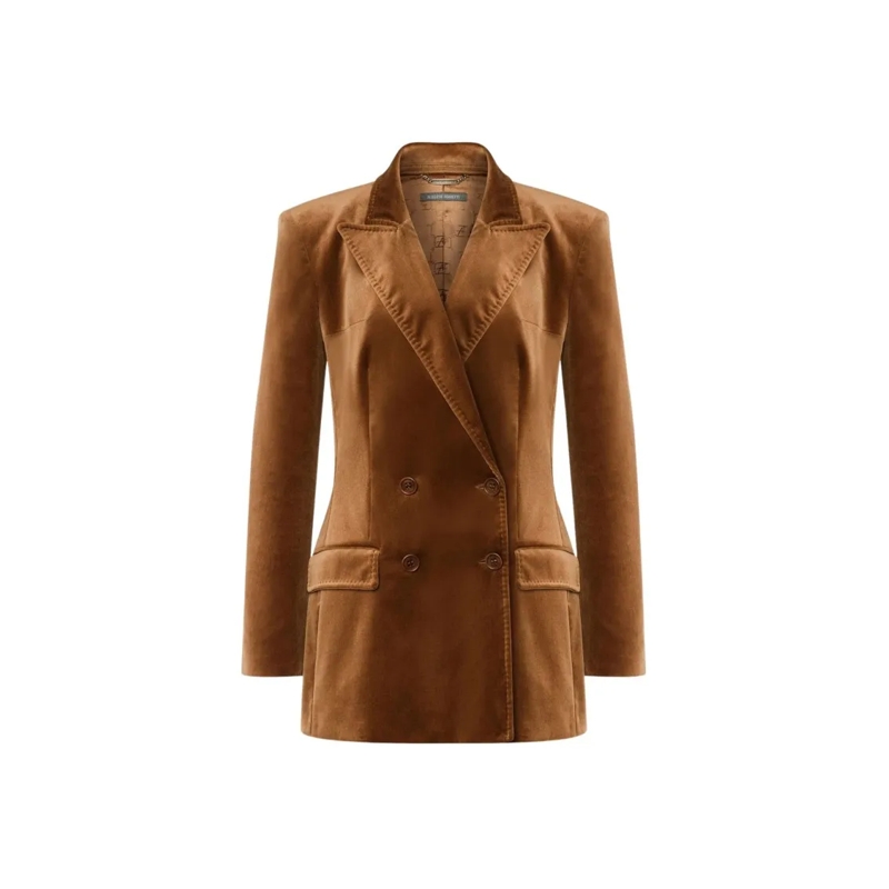 Alberta Ferretti Blazer Brown Double-Breasted Jacket Brown