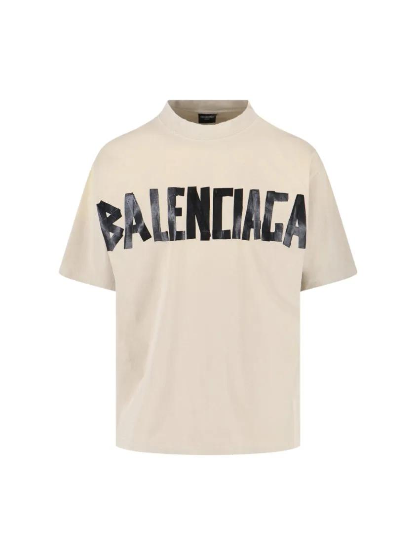 Thumbnail - Balenciaga - "Tape Type" T-Shirt Beige - Größe M - beige