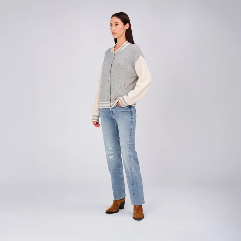 True Religion Strickjacke Strick Bomber-Jacke CHUNKY- Strick Bomberjacke- grau(Image 4)