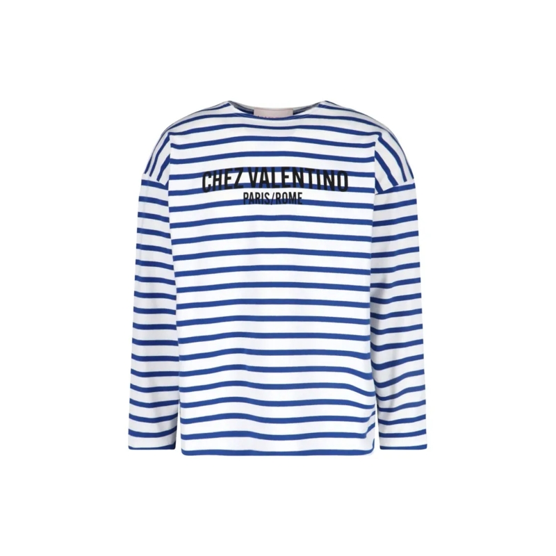 Valentino Garavani Haut à manches longues Chez' Striped T-Shirt – Blue Blue