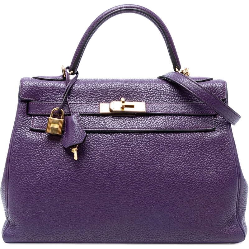 Hermès Schultertasche Togo Kelly II Retourne 32 lila