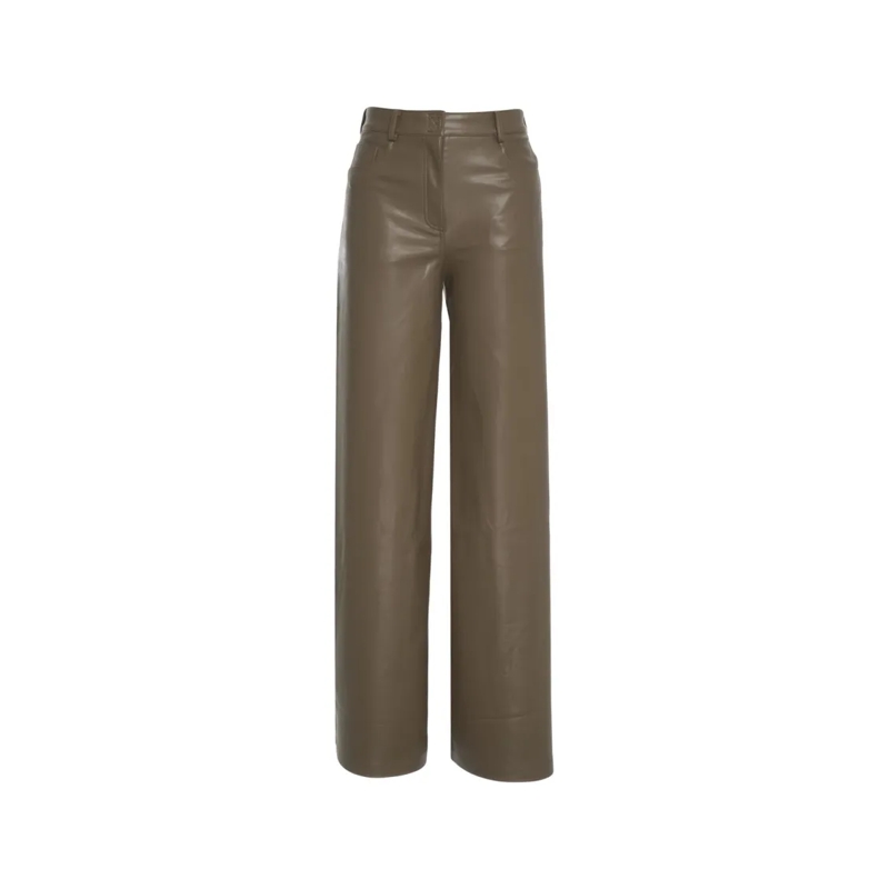 Norma Kamali  Wide-Leg Faux Leather Trousers With High Waist And Grey