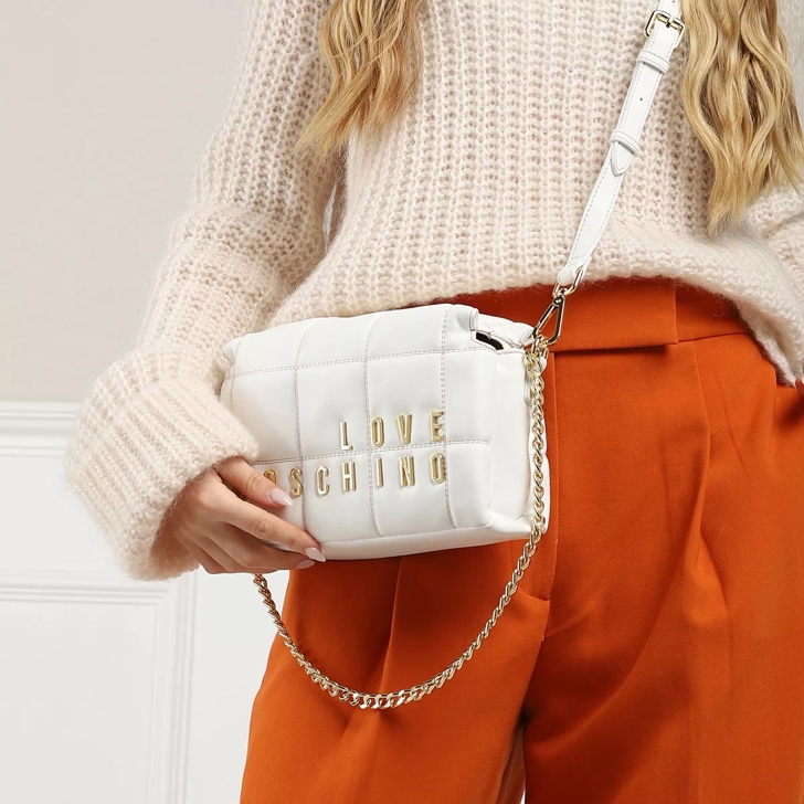 Love Moschino Embroidery Quilt Bianco Crossbody Bag