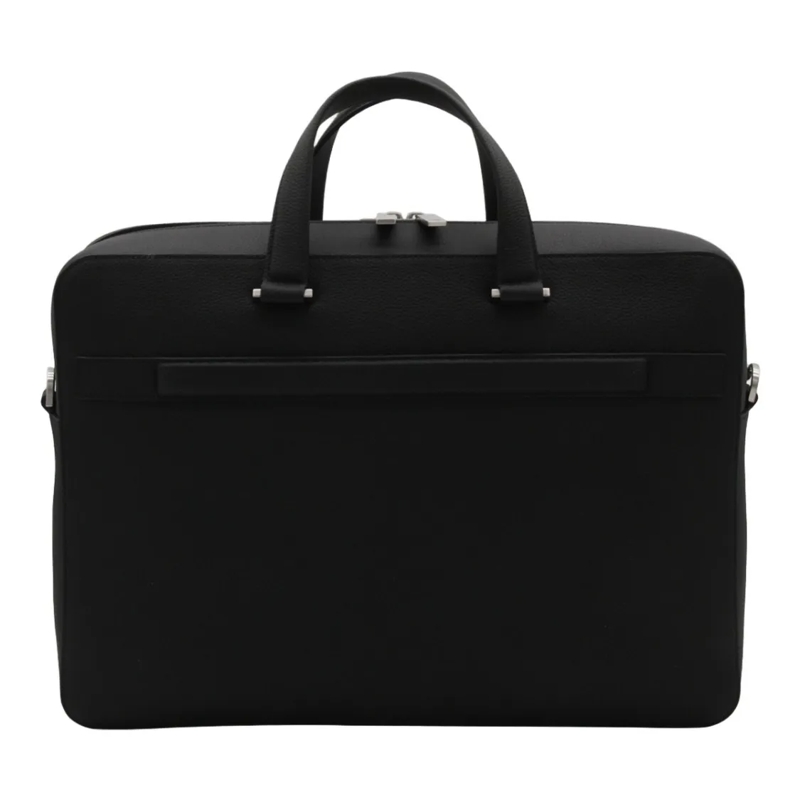 Salvatore Ferragamo Briefcase Black Briefcase-Style Bag With Subtle Embossed Pat Black