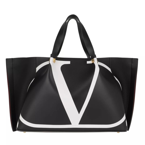 Valentino Garavani Big V Bag Leather Black/White Rymlig shoppingväska