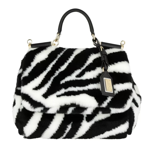 Dolce&Gabbana Sicily Soft Bag Zebra Faux Fur Black/White Crossbodytas