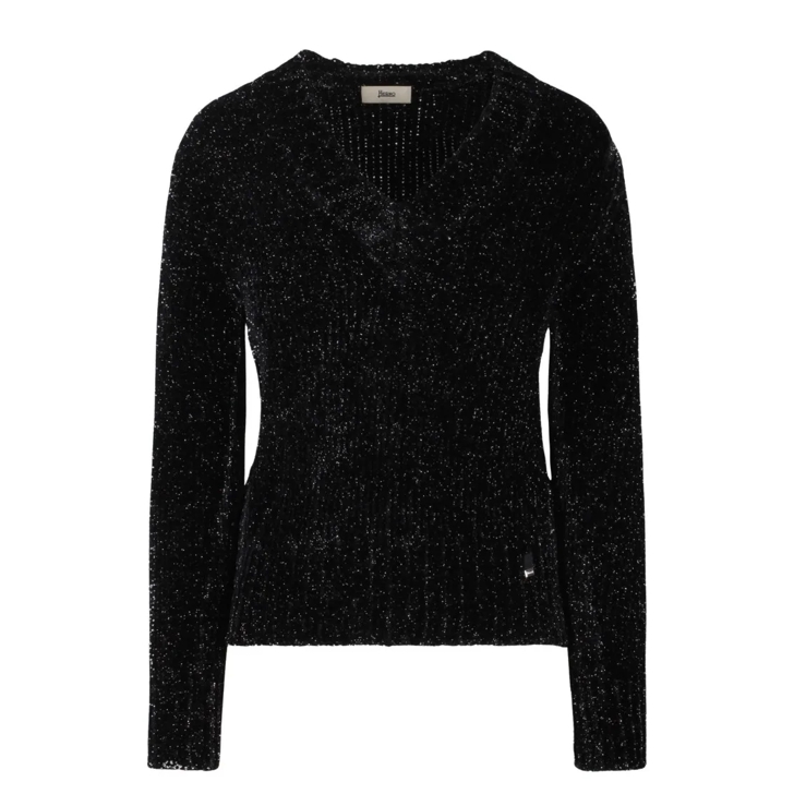 Herno Shiny Sweater Black Trui