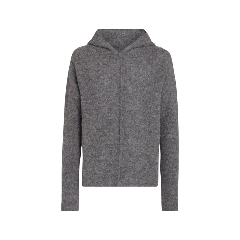 Thom Krom Trui Hooded Knit Sweater With Central Seam Detail Grey
