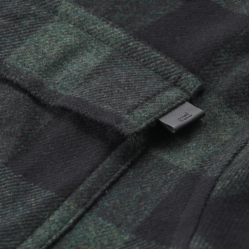 AMI Paris Hemd Overshirt aus Wolle grün(Image 2)