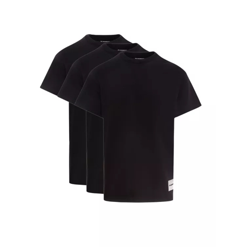 Jil Sander Organic Cotton T-Shirt Set With Logo Label Black T-shirts