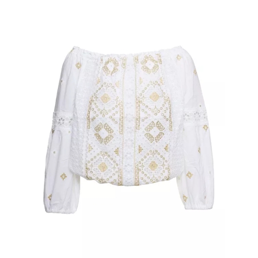 Temptation Positano Off-Shoulder Embroidered Blouse In White Cotton White 
