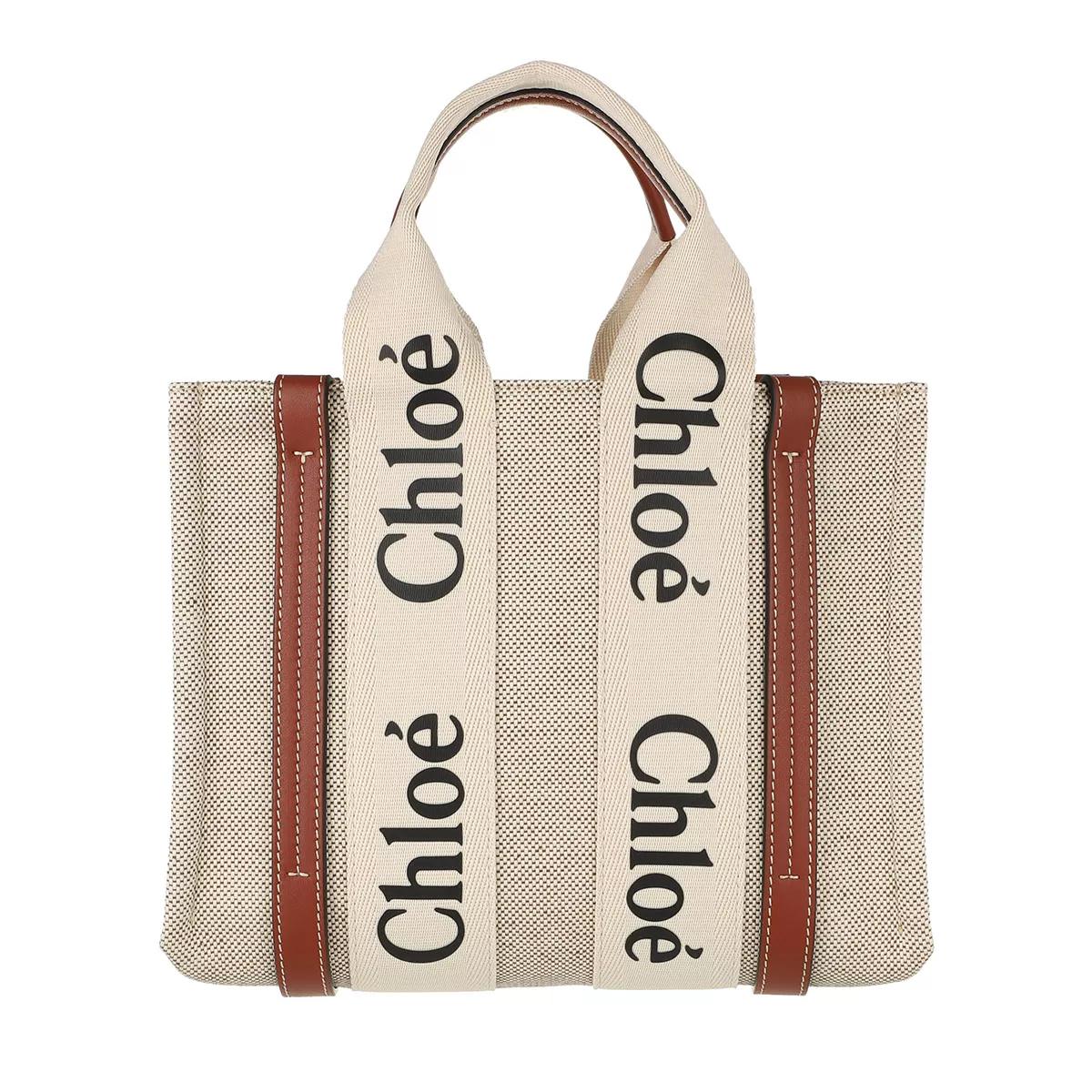 Chloé Tote - Small Woody Shopper Canvas - Gr. unisize - in Creme - für Damen