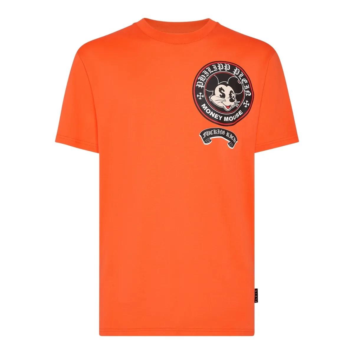 Thumbnail - Philipp Plein - Jersey T-Shirt Round Neck Ss Money Mouse - Größe S - orange