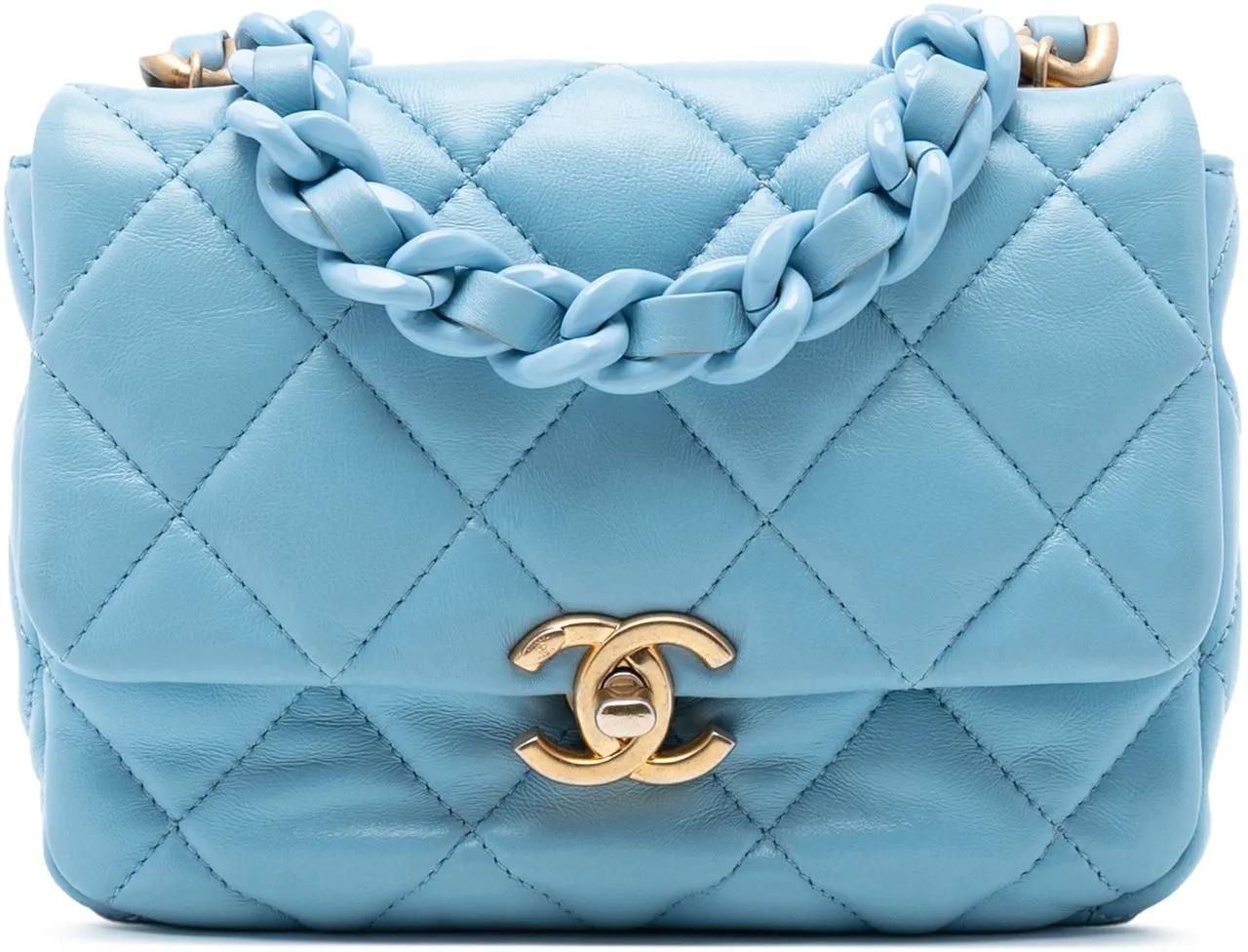 Chanel Hobo Bags - Mini Quilted Lambskin Lacquered Chain Flap - Gr. unisize - in Blau - für Damen