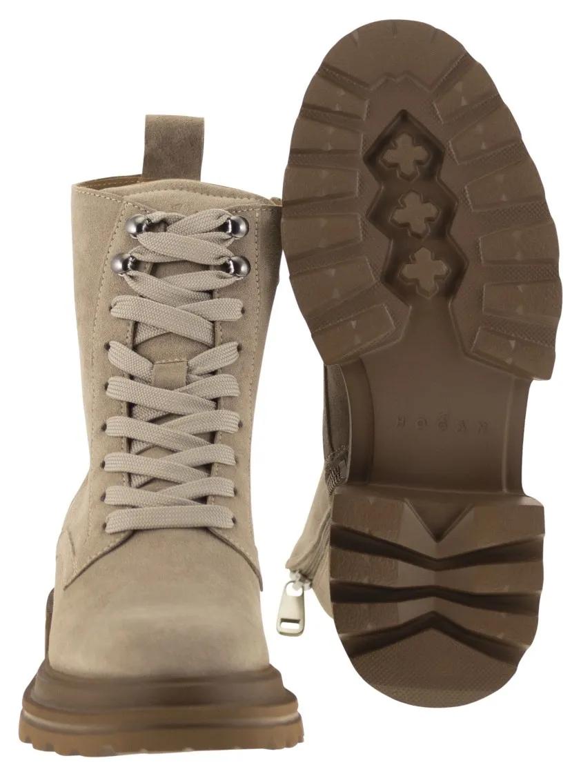 Thumbnail - Hogan Stiefel - H674 - Suede Lace-Up Boot - Gr. 38 (EU) - in Beige - für Damen