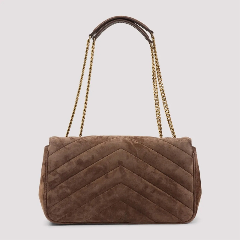 Saint Laurent Schultertasche Quilted Suede Calf Leather Shoulder Bag Brown