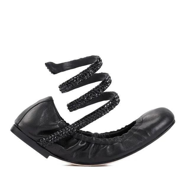 René Caovilla Loafers & Ballerinas - Black Lamb Leather Ballerinas - Gr. 38,5 (EU) - in Schwarz - für Damen