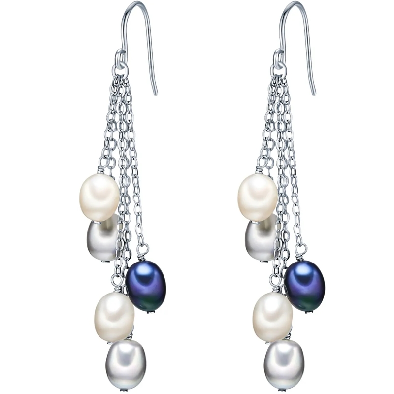 Valero Pearls Ohrhänger Sterling Silber Perlen-Ohrhänger Süßwasser-Zuchtpe silber