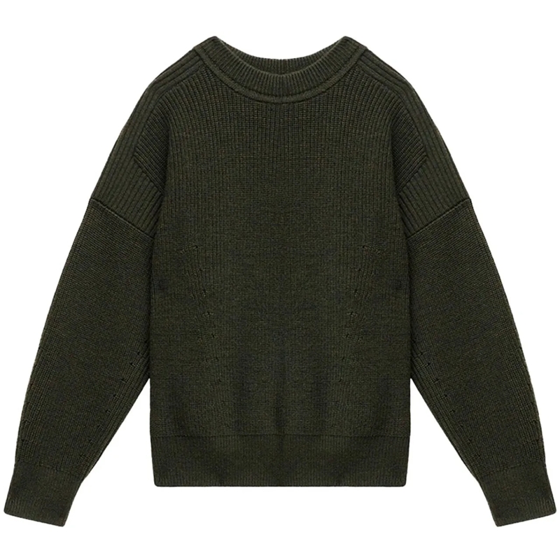 Isabel Marant  pull barry en laine cotelee grün
