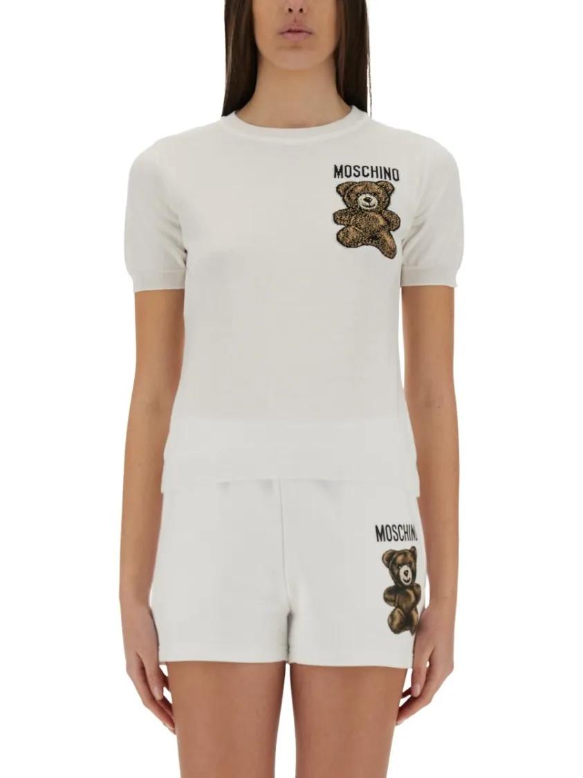 Thumbnail - Moschino - Teddy Bear Knit Top - Größe 38 - weiß