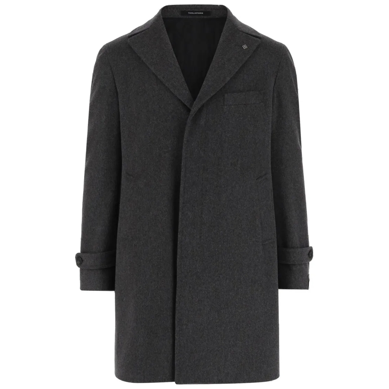 Tagliatore  Reversible Wool Coat With Front Closure And Charm  Grey