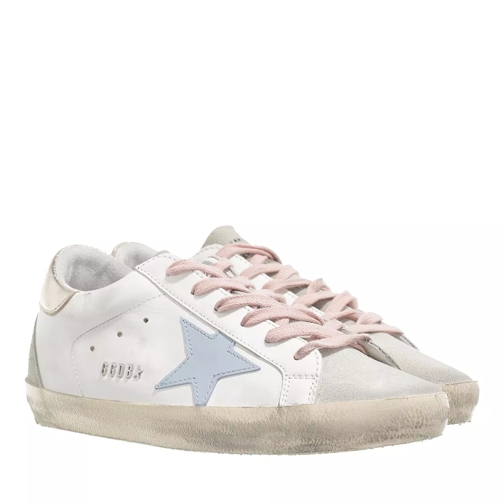 Golden Goose Leather Upper Shoes White Powder Blue Low-Top Sneaker