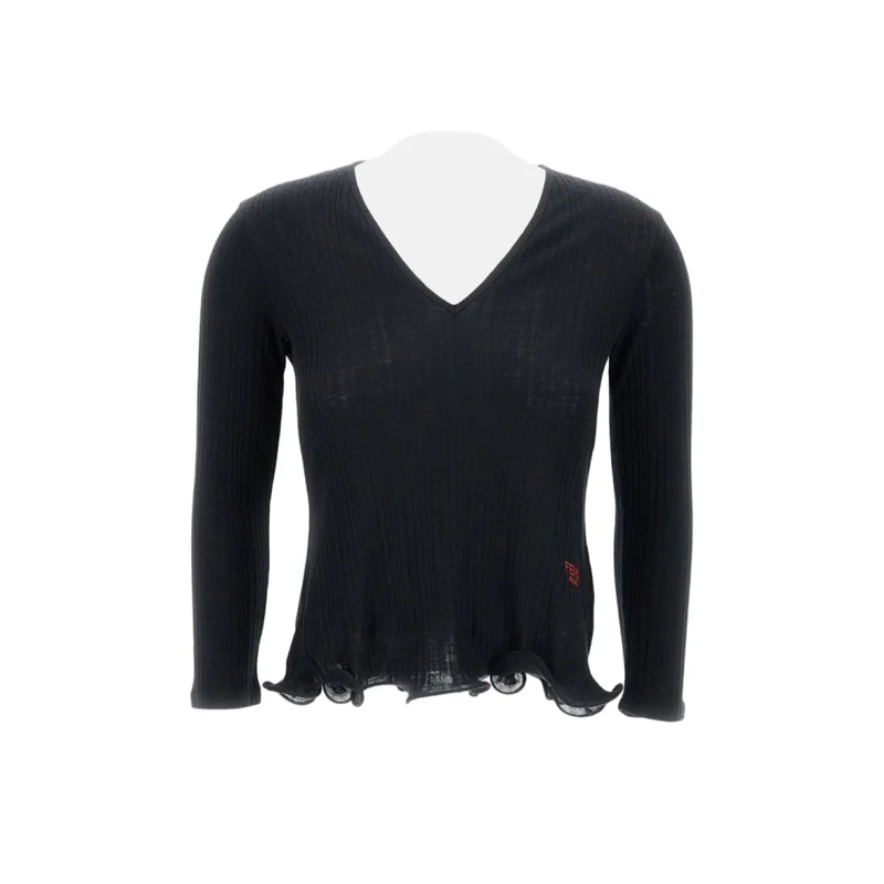 Fendi Langärmeliges Oberteil Rib Kint Top Oma Black