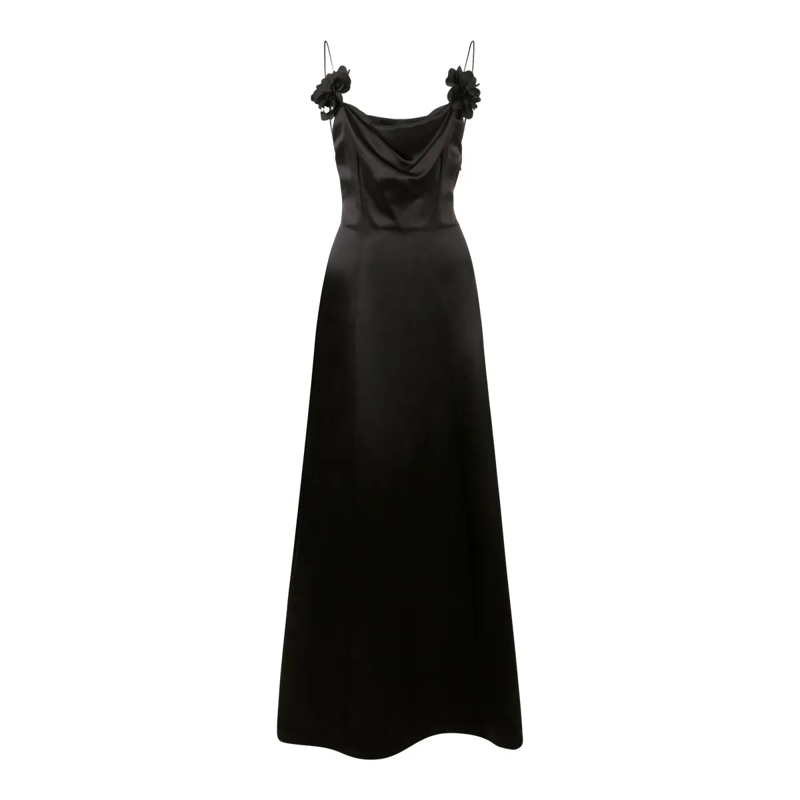 Philipp Plein Maxikleid Maxi Dress Roses schwarz