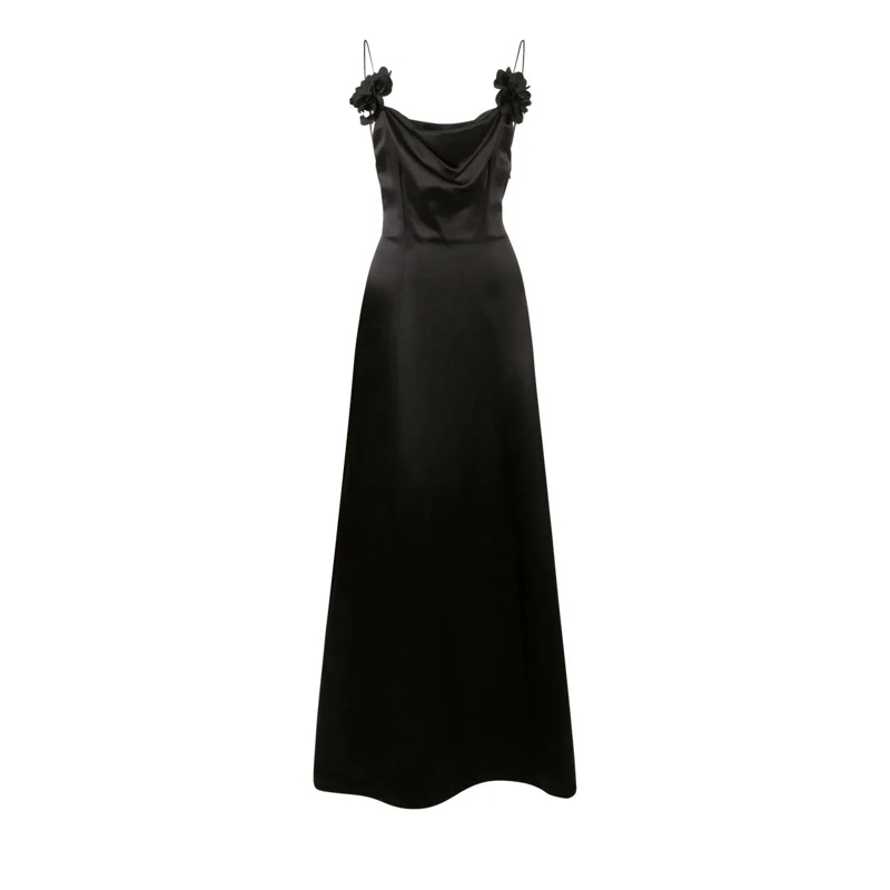 Philipp Plein Maxikleid Maxi Dress Roses schwarz