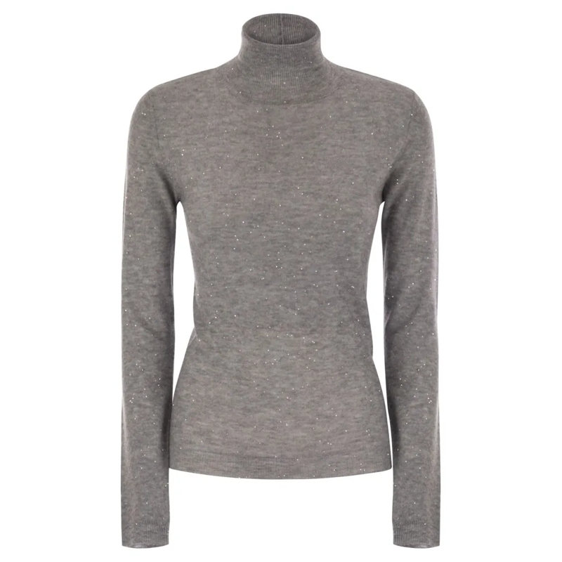 Fabiana Filippi Trui High-Necked Wool Sweater With Sequins Grey