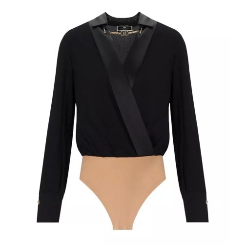 Elisabetta Franchi  Black Crossed Bodysuit Shirt Black