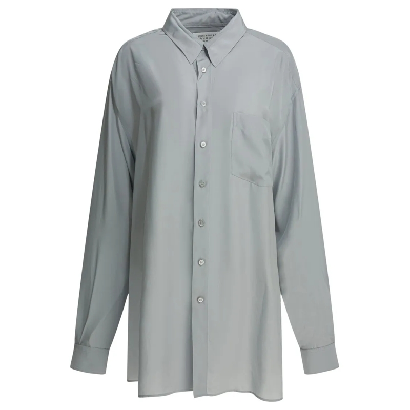 Maison Margiela Hemd Soft Viscose-Rayoon Shirt With Classic Collar And  Grey
