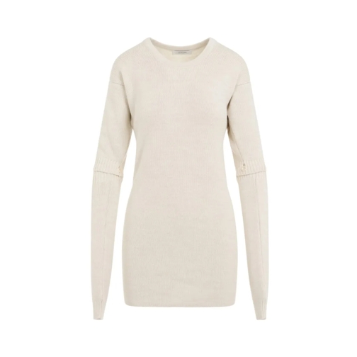 Lemaire Midi-Kleider Light Cream Alpaca Dress With Detachable Sleeves Neutrals