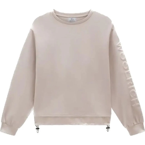 Woolrich Sweatshirts Mix Media 3D Logo Sweater Light Tau taupe