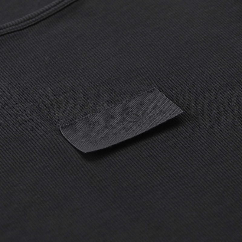 MM6 Maison Margiela Top Fitted Sleeveless Tank With Rectangular Patch Deta Black(Image 6)
