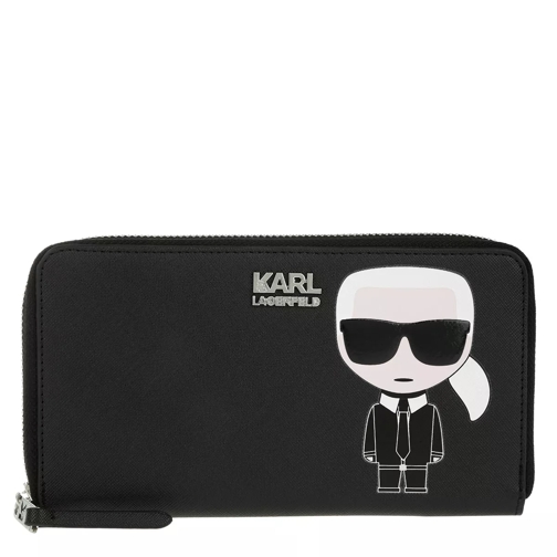 Karl Lagerfeld Ikonik Zip Wallet Black Portemonnaie mit Zip-Around-Reißverschluss