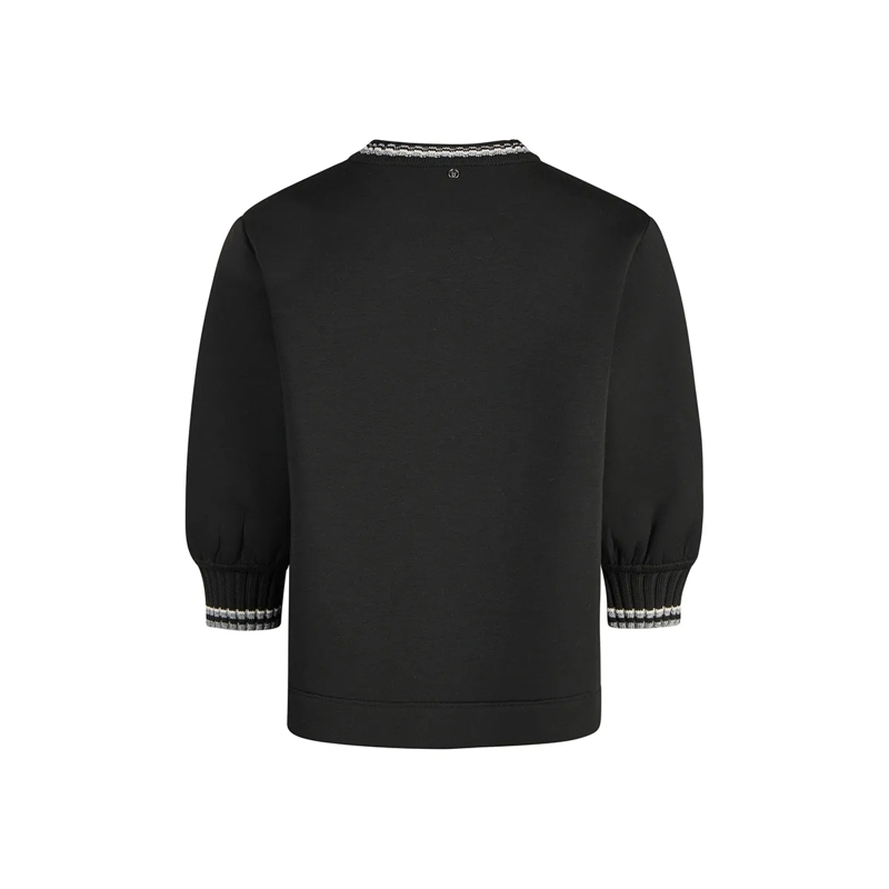 Marc Aurel Bluse Shirt- Rippband mit Glanzgarn- Rundhals- Scuba schwarz(Image 5)