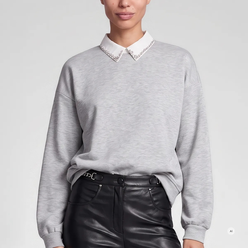 Marc Aurel Sweatshirt Sweater mit Hemdkragen grau(Image 3)