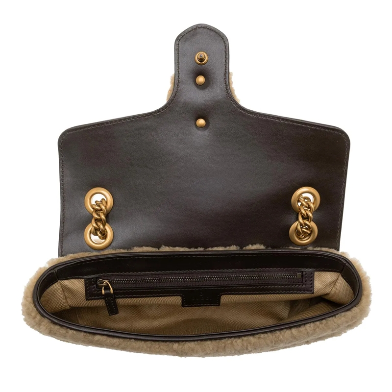 Gucci Schoudertas Shearling Small Marmont Shoulder Bag Beige(Image 6)