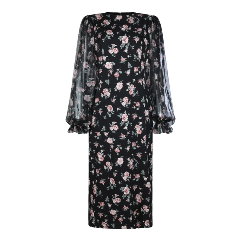 Dolce&Gabbana Midi-jurk Black Silk Dress Black