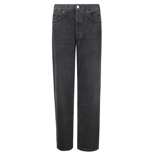 Agolde Jeans Wide Leg Jeans With Frayed Hem Black