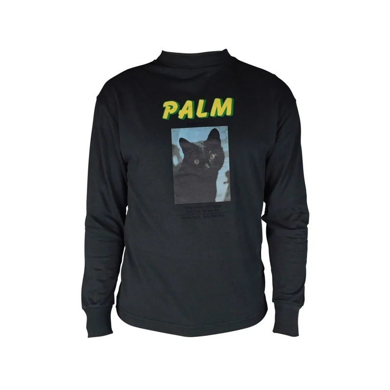Palm Angels Top met lange mouwen Graphic Long-Sleeved T-Shirt With Cat Design Black