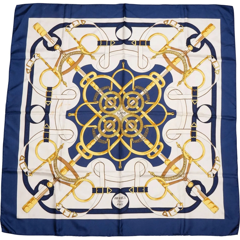 Hermès Wollschal Hermes Classic "Eperon d�Or" Silk Carre 90 Scarf T blau