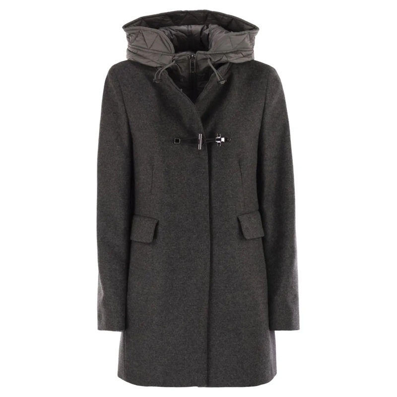 Fay Parka Toggle Coat In Mélange Wool Cloth Grey