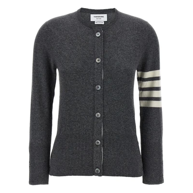 Thom Browne Cardigan Classic Cashmere 4-Bar' Cardigan Grey
