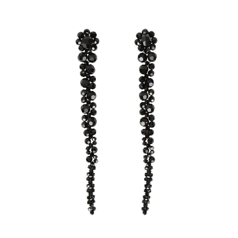 Simone Rocha Ohrstecker Long Drop Earrings With Faceted Black Beads And Fl Not Applicable