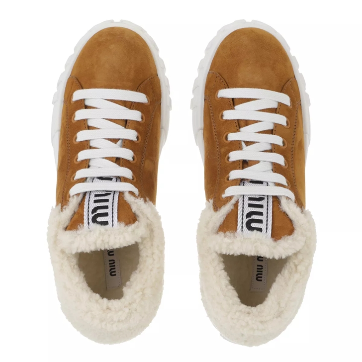 Miu Miu Slip On Shoes Suede Cognac sneaker plateforme