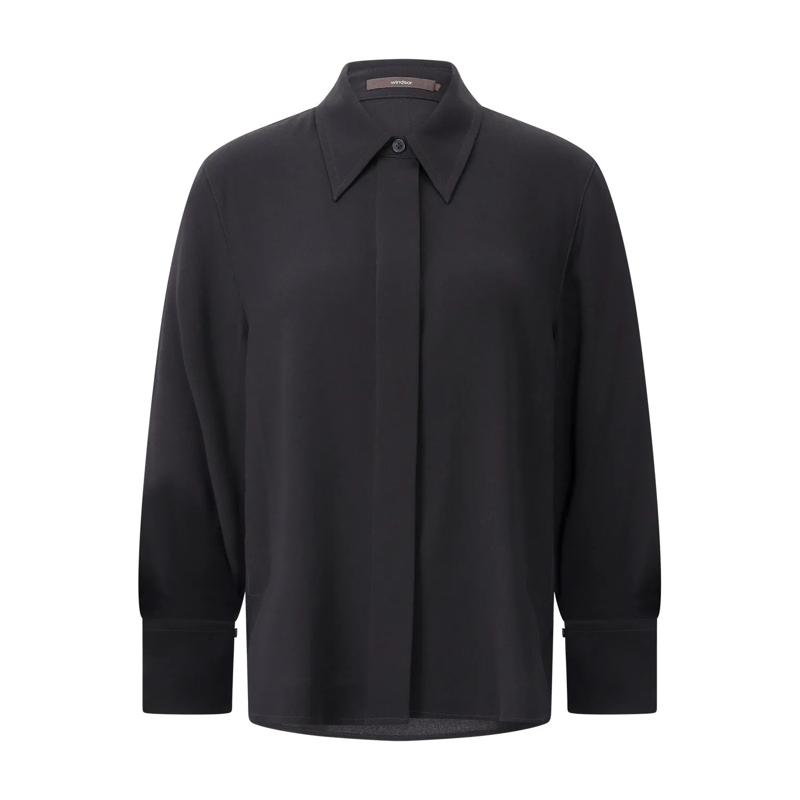 windsor. Bluse Hemdbluse mit Haifischkragen Schwarz