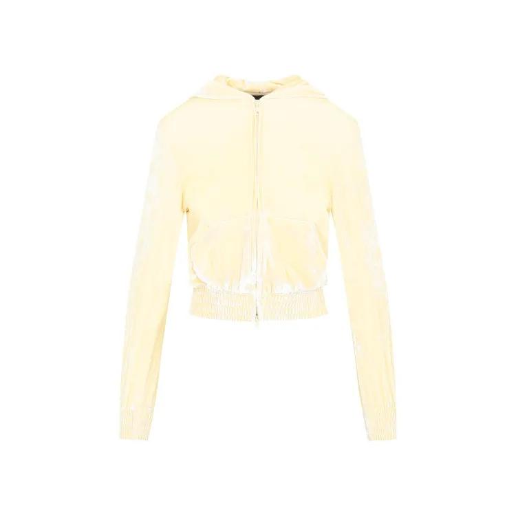 Balenciaga - Fitted Zip-Up Cream Viscose Hoodie - Größe XS -