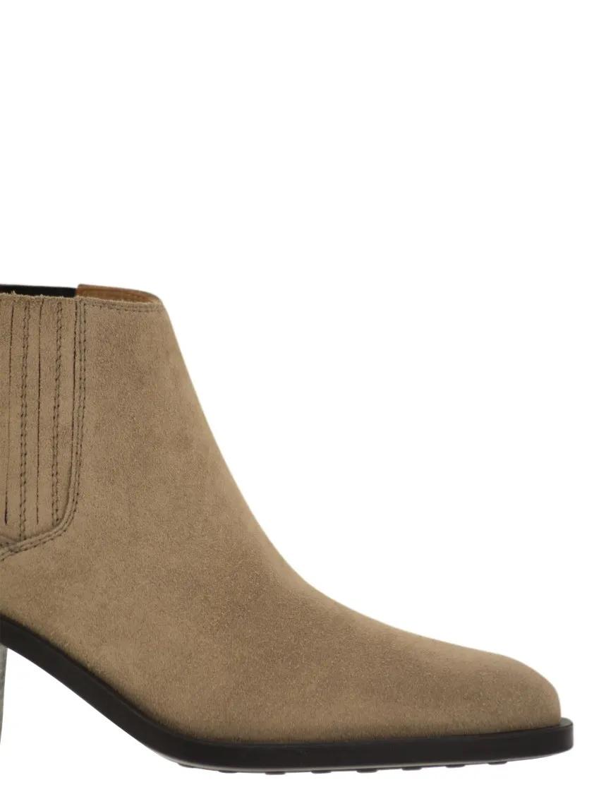 Thumbnail - Tod's Stiefel - Suede Calfskin Ankle Boot With Elastic Inserts - Gr. 37,5 (EU) - in Beige - für Damen